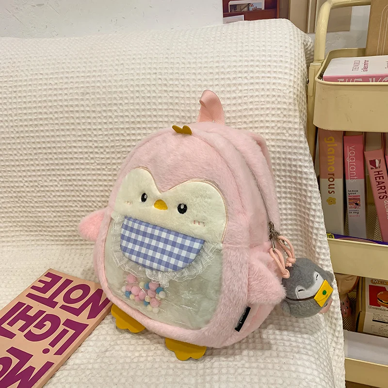 Niedlicher Plüsch-Schulrucksack mit Pinguin-Motiv