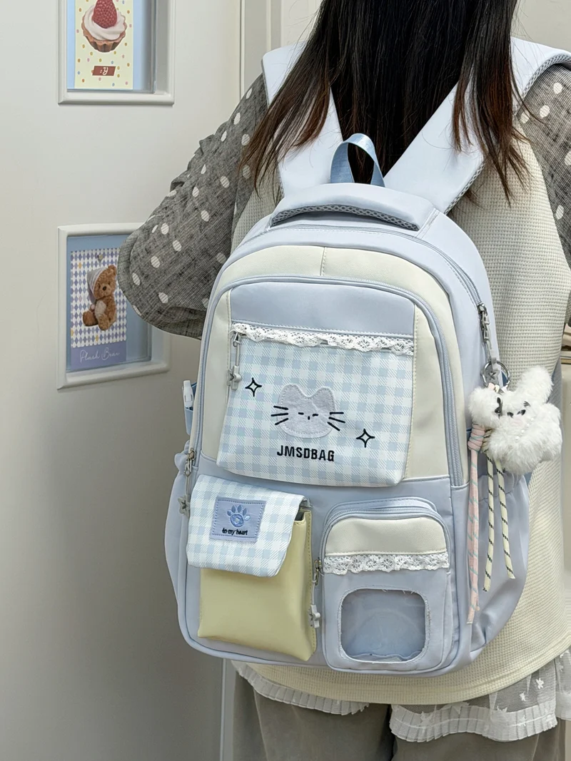 Anime-inspirierter Schulrucksack mit Katzenmotiv