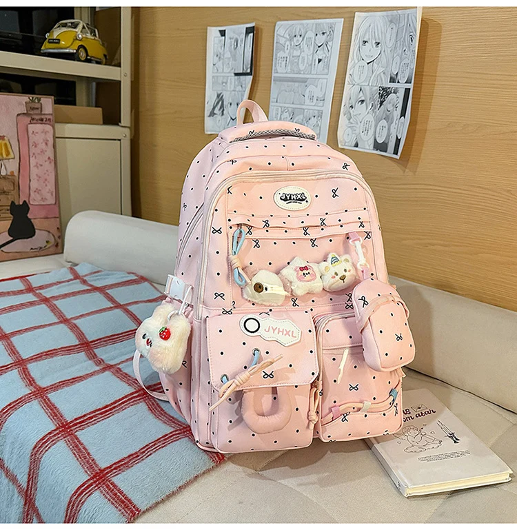 Transparenter Schulrucksack mit mehreren Fächern
