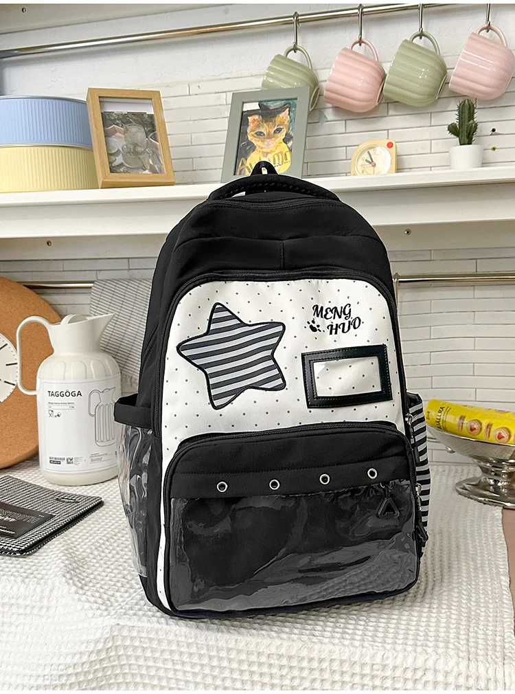 Funktionaler Schulrucksack mit Sternenverzierung