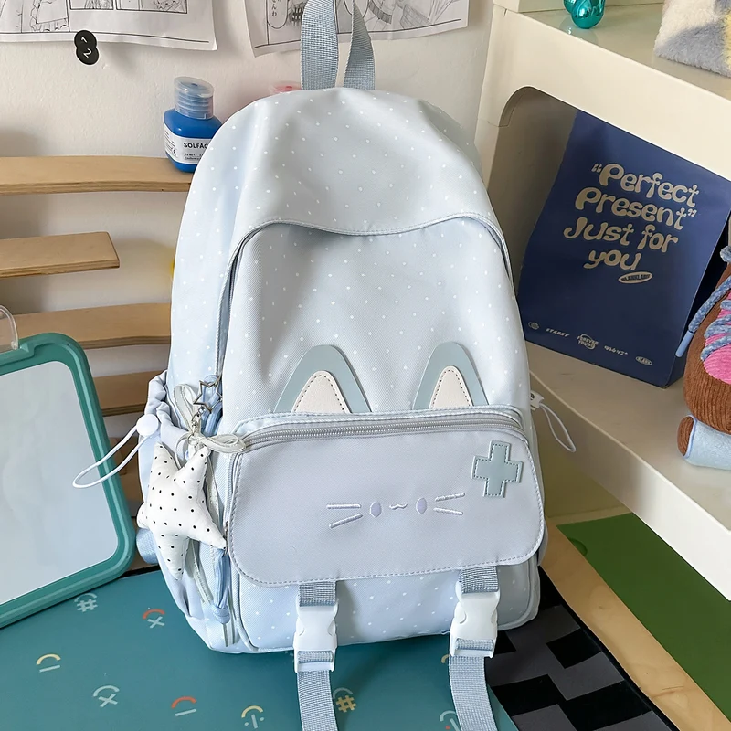 Niedlicher, strapazierfähiger Schulrucksack mit Katzenmotiv