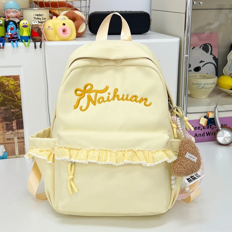 Süßer bestickter Schulrucksack mit Rüschen