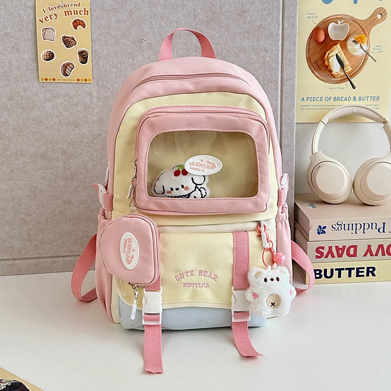 Niedlicher Schulrucksack mit Charakter und transparenter Front