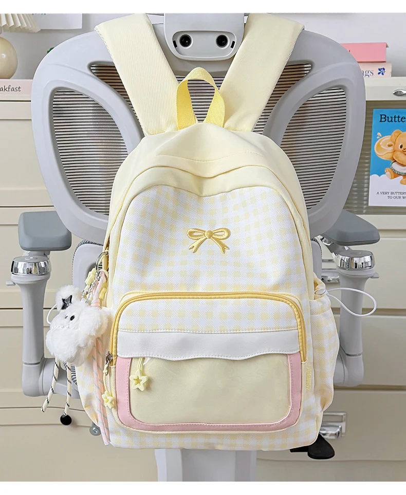 Karierter Kinder-Schulrucksack