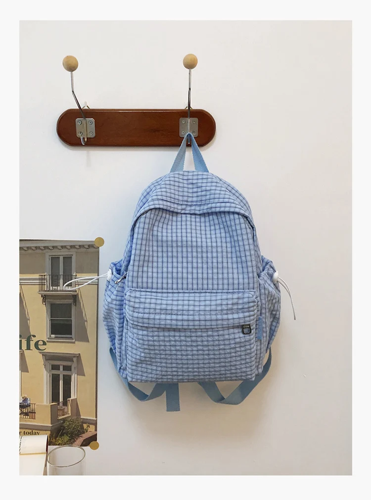 Lässiger Schulrucksack mit Karomuster