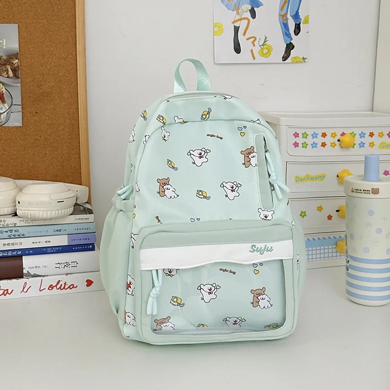 Niedlicher Schulrucksack mit Cartoon-Motiv und vielen Fächern