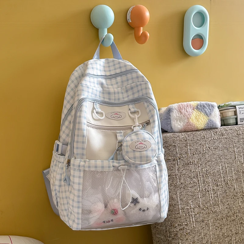 Verspielter Schulrucksack für Kinder mit Karomuster