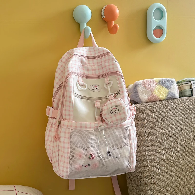 Verspielter Schulrucksack für Kinder mit Karomuster