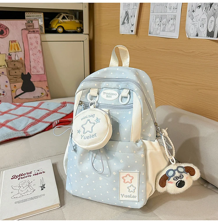 Schulrucksack mit Sternenprint und hoher Kapazität