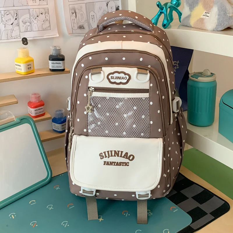 Rucksack mit Polka-Dots und mehreren Fächern