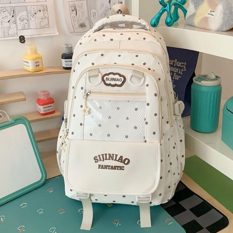 Rucksack mit Polka-Dots und mehreren Fächern