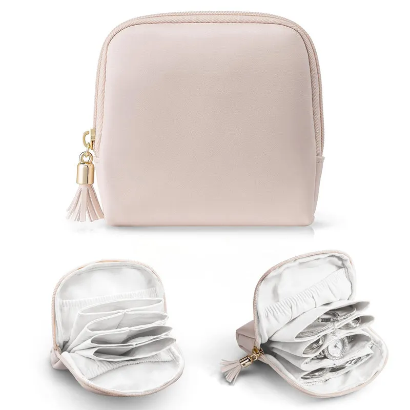 Kosmetik-Organizer mit strukturiertem Innenraum und eleganter Quaste Skanto
