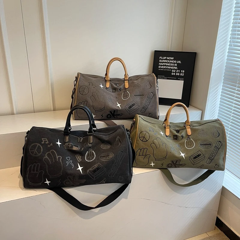 Reisetasche mit einzigartigem Design aus grauem Kunstleder Skanto