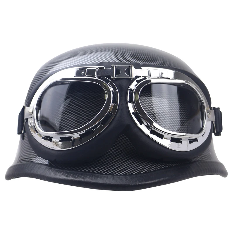 Klassischer Carbonfaser-Motorradhelm mit Brille Skanto