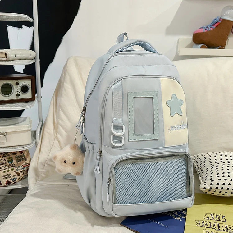 Funktionaler Schulrucksack mit transparentem Fach Skanto