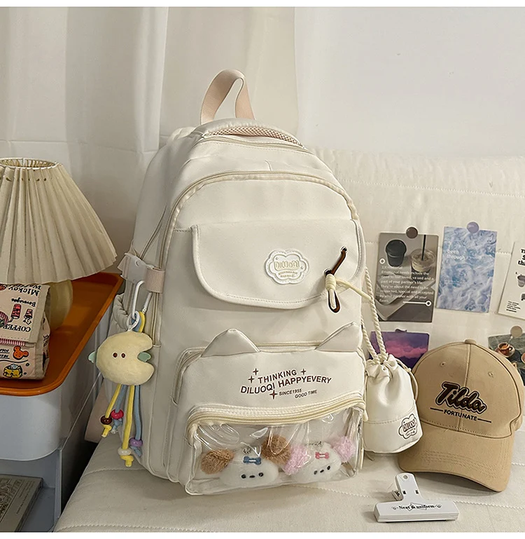 Schulrucksack mit Katzen-Design und vielen Fächern Skanto
