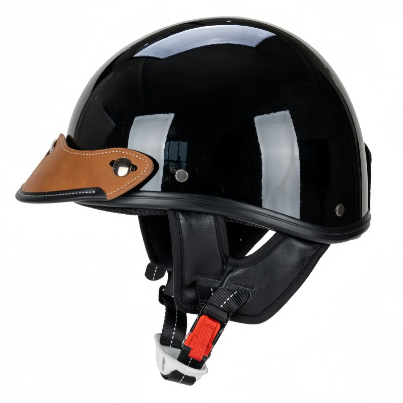 Motorradhelm mit Vintage-Lederbesatz Skanto