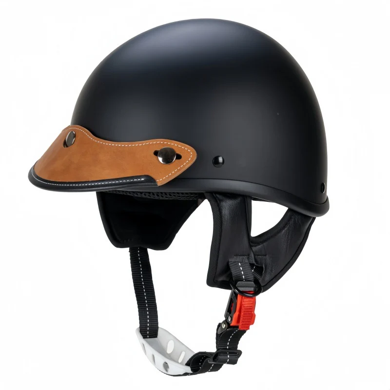 Motorradhelm mit Vintage-Lederbesatz Skanto