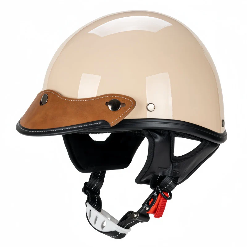 Motorradhelm mit Vintage-Lederbesatz Skanto