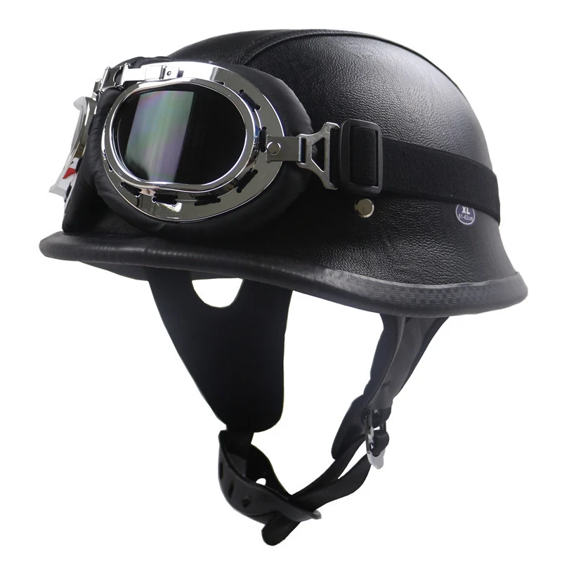 Motorradhelm im Vintage-Stil mit integrierter Brille Skanto