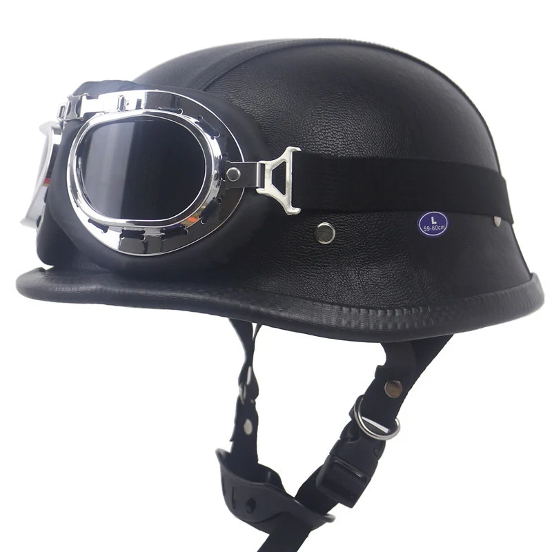 Motorradhelm im Vintage-Stil mit integrierter Brille Skanto
