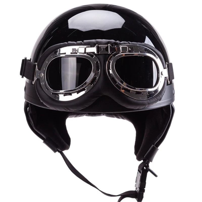 Motorradhelm im Vintage-Stil mit offenem Visier und Brille Skanto