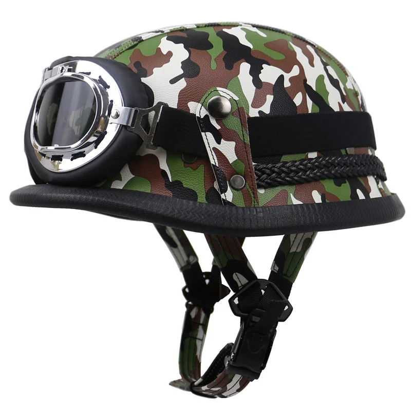 Motorradhelm im Vintage-Stil mit Brille Skanto