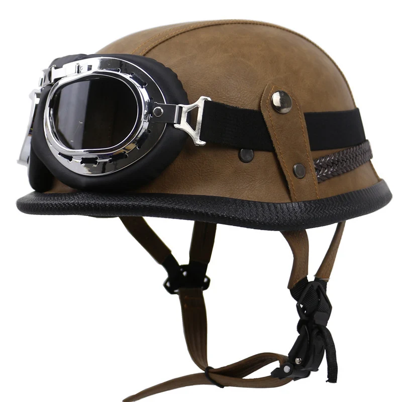 Motorradhelm im Vintage-Stil mit Brille Skanto