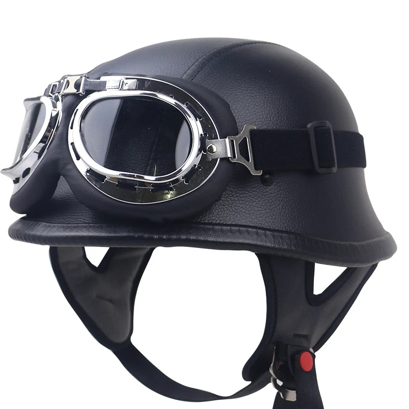 Vintage Carbonfaser Motorradhelm mit Brille Skanto