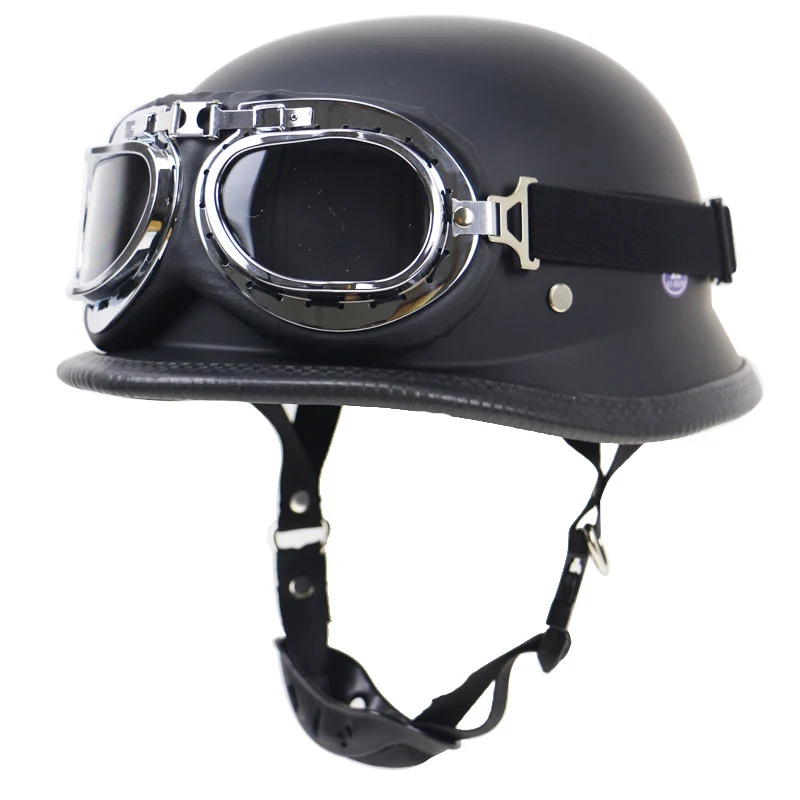 Retro Halbschalenhelm Motorradschutz mit Brille Skanto
