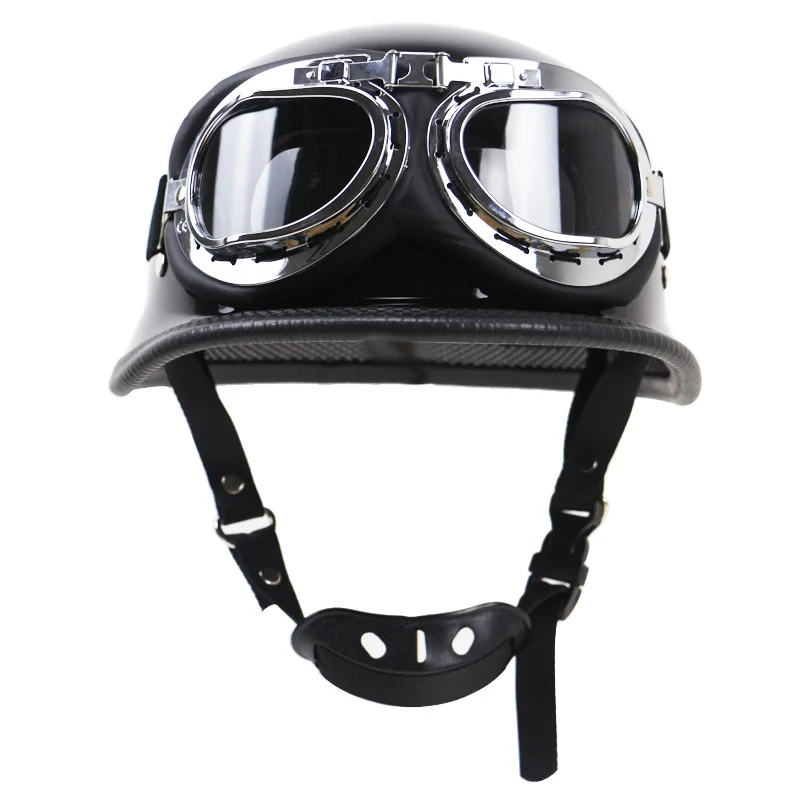 Retro Halbschalenhelm Motorradschutz mit Brille Skanto