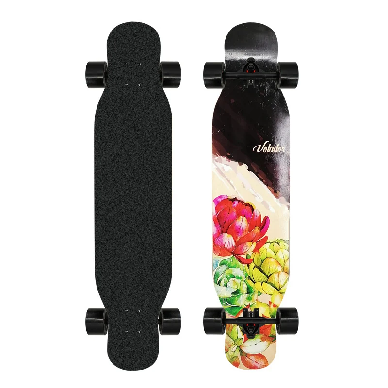 Longboard Skanto mit künstlerischem Löwen-Emblem