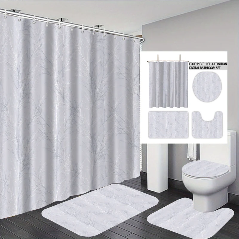 Digitales Badezimmer-Deko-Set mit Botanik-Motiv Skanto