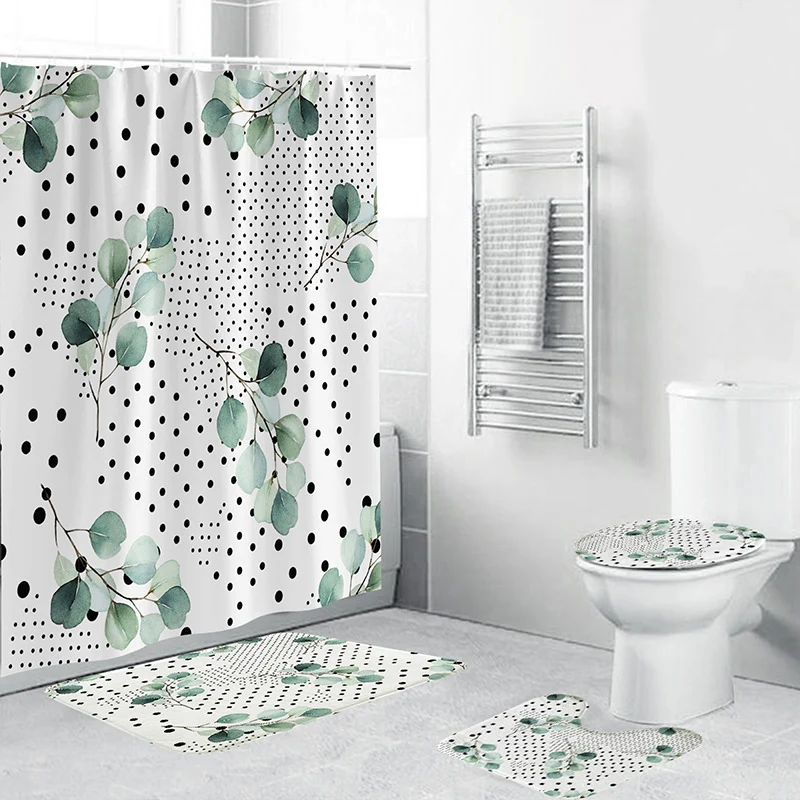 Badezimmer-Set mit tropischem Blätterdruck Skanto