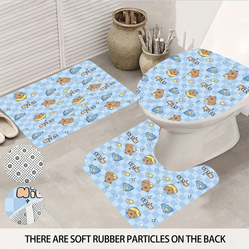 Vierteiliges Badezimmer-Set im niedlichen Bären-Design Skanto