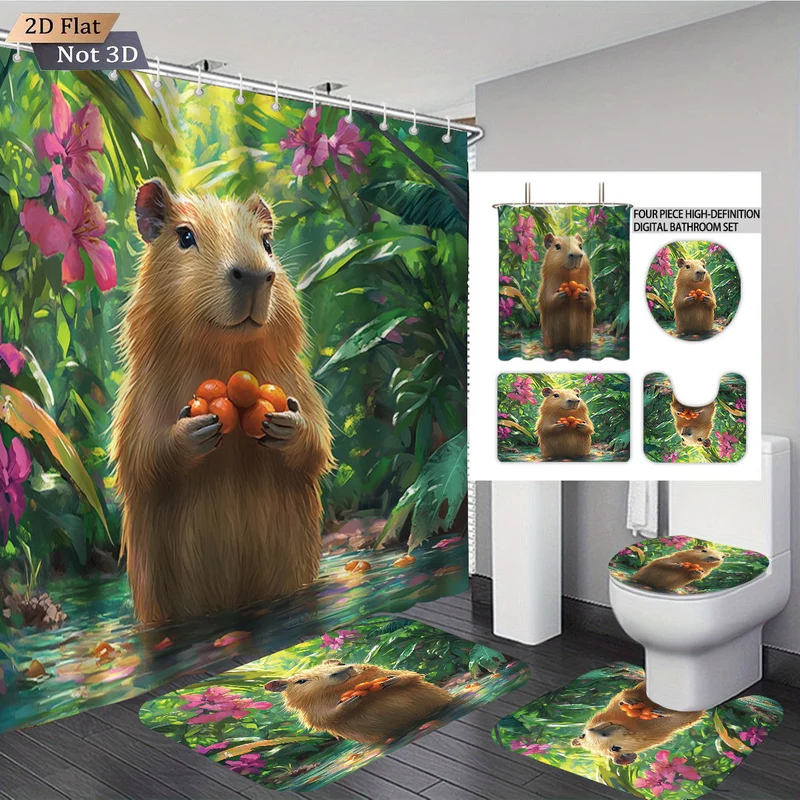 Vierteiliges Badezimmer-Set im niedlichen Bären-Design Skanto