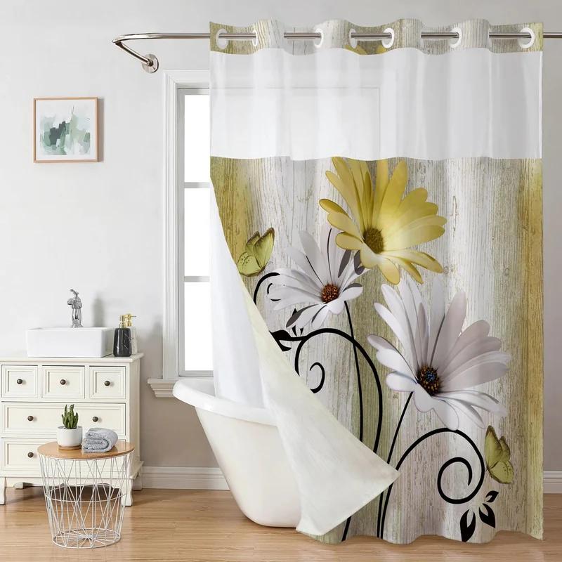 Duschvorhang mit künstlerischem Blumenmuster Skanto