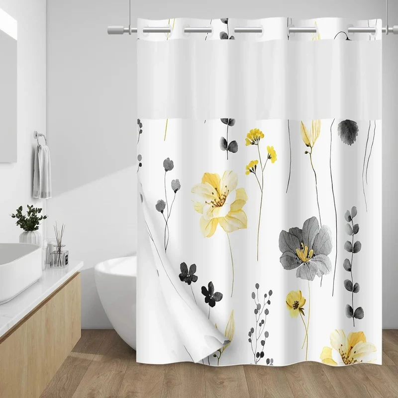 Duschvorhang mit künstlerischem Blumenmuster Skanto