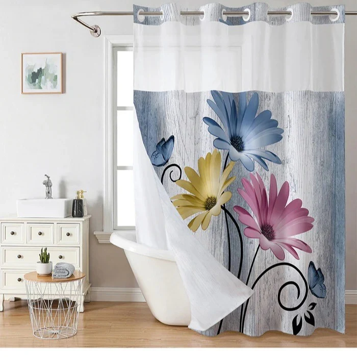 Duschvorhang mit künstlerischem Blumenmuster Skanto