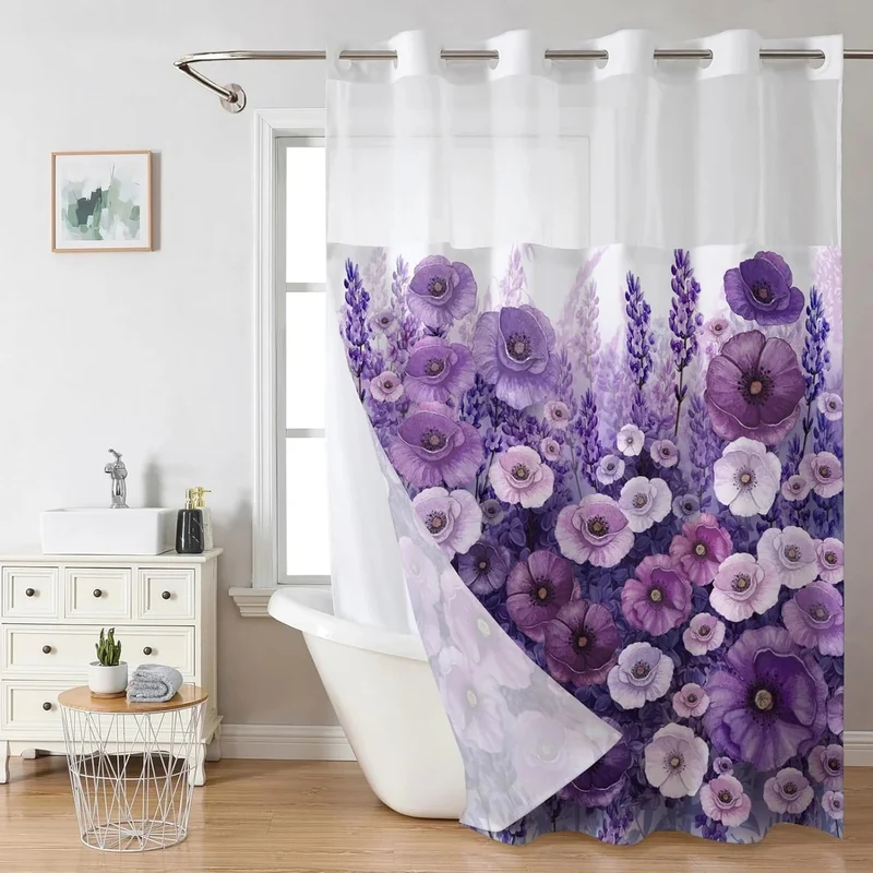 Duschvorhang mit künstlerischem Blumenmuster Skanto