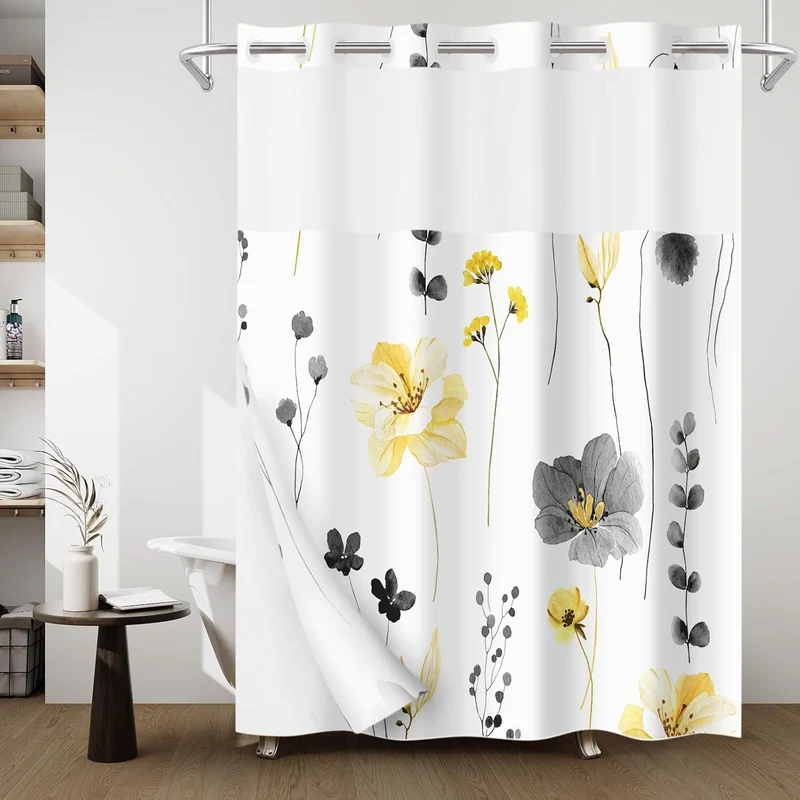 Duschvorhang mit künstlerischem Blumenmuster Skanto