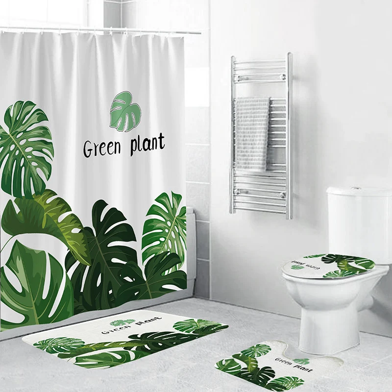 Badezimmer-Set mit tropischen Pflanzen Skanto