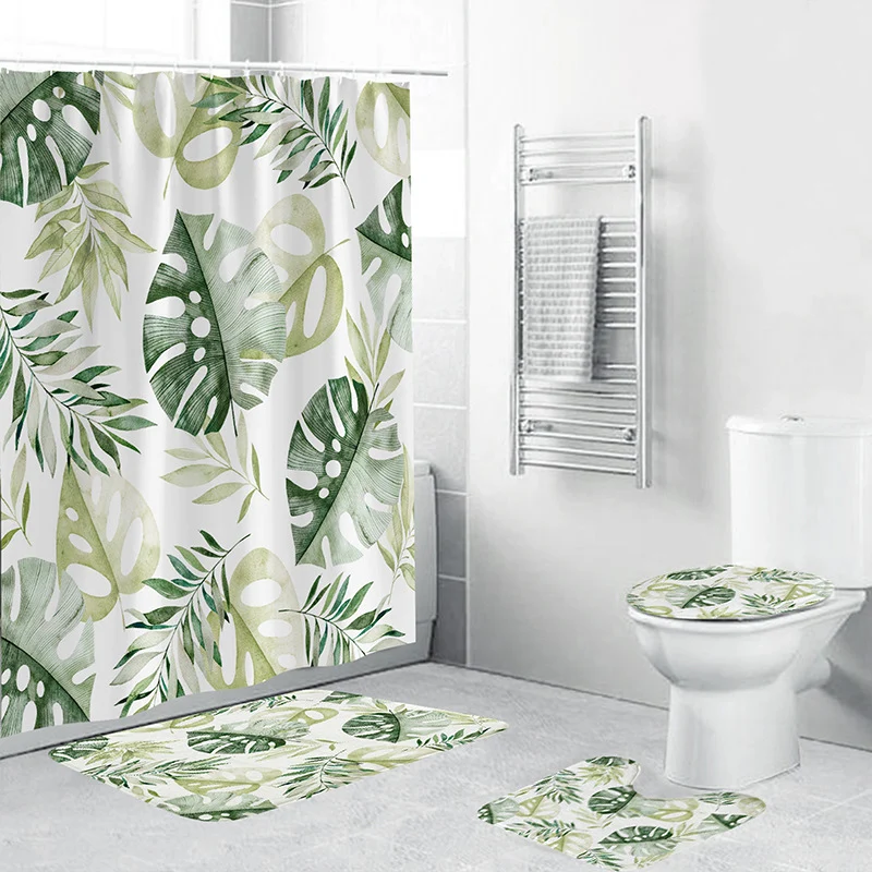 Badezimmer-Set mit tropischen Pflanzen Skanto
