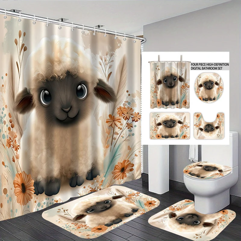 Badezimmer-Deko-Set im Zeichentrick-Schaf-Design Skanto
