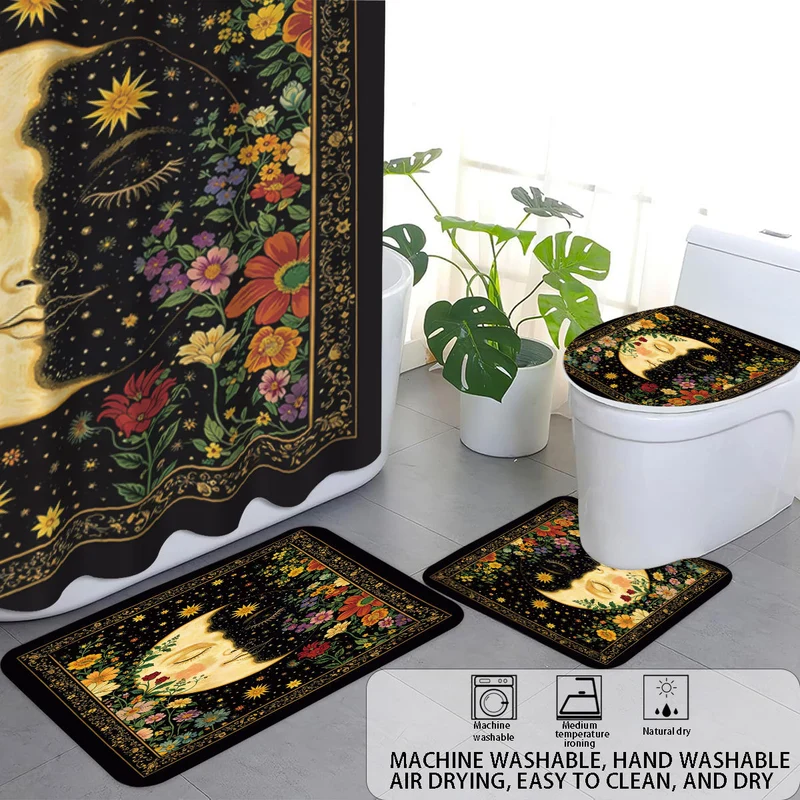 Badezimmer-Set mit künstlerischem Hochlandrind-Motiv Skanto