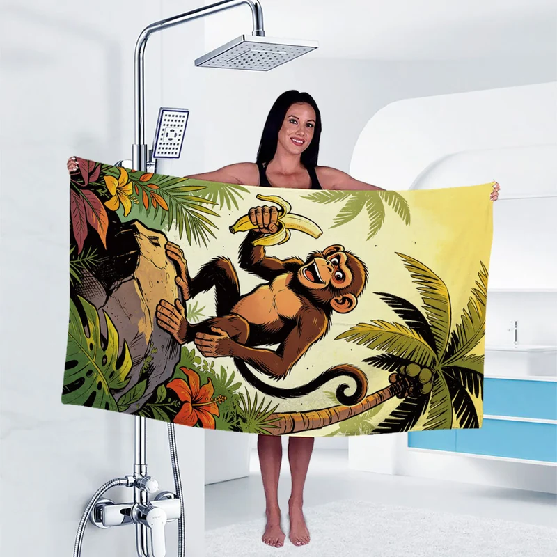 Badetuch mit künstlerischem Gorilla-Print Skanto