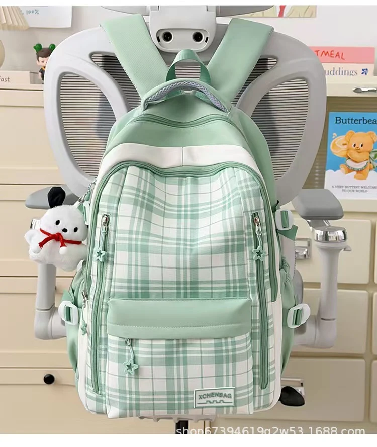 Stilvoller karierter Schulrucksack Skanto