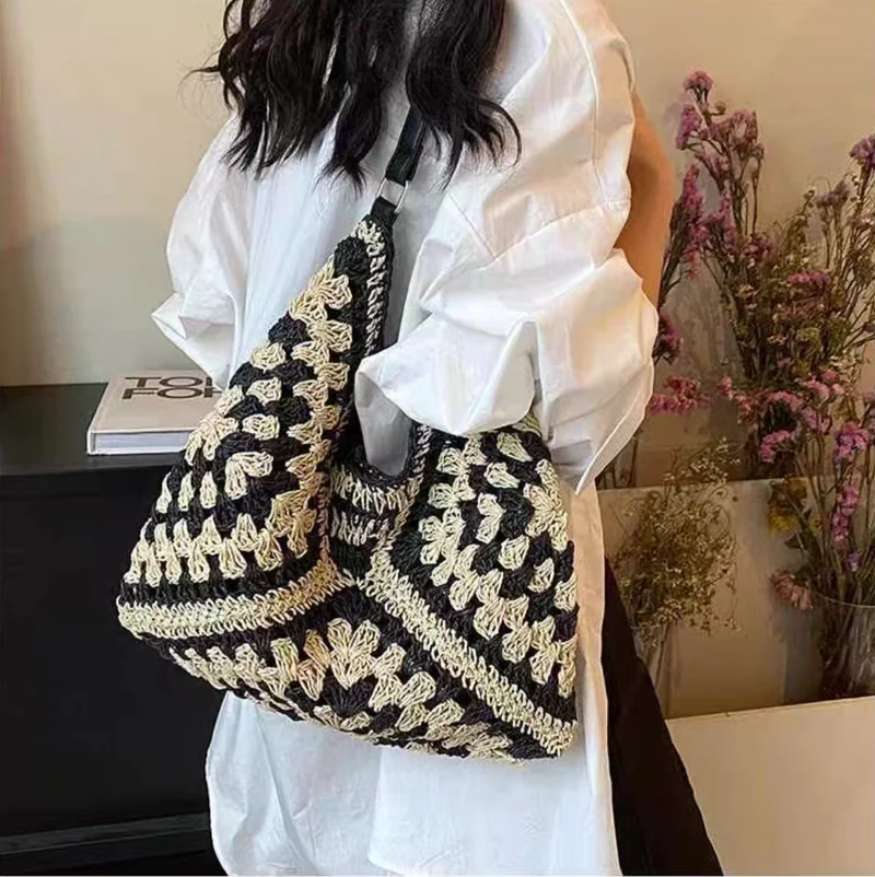 Handtasche mit künstlerischem Makramee-Design und flexiblem Tragekomfort Skanto