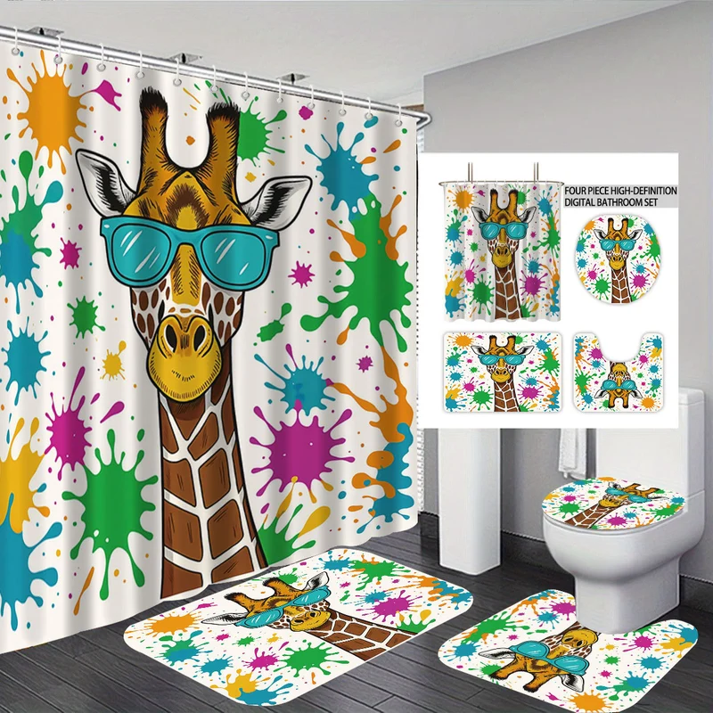 Badezimmer-Deko-Set mit künstlerischem Katzenmotiv Skanto