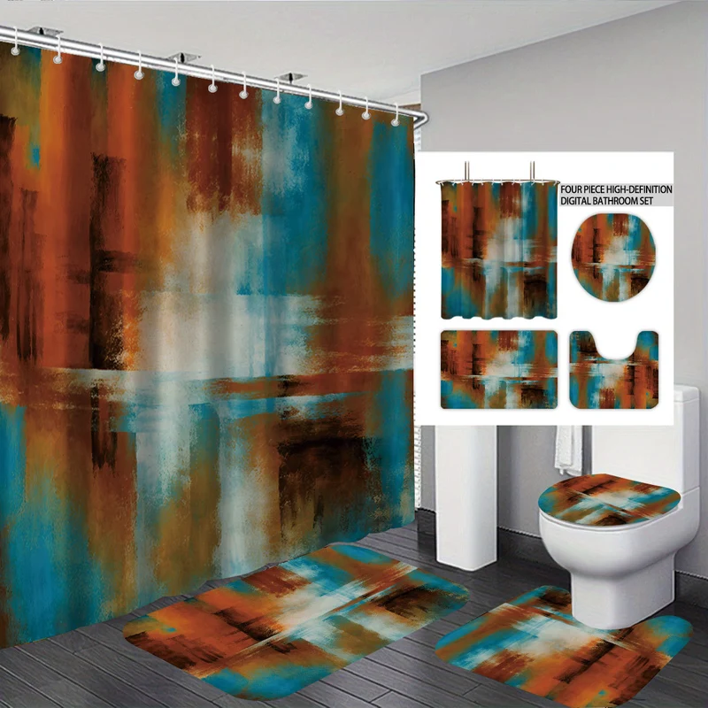 Abstraktes Design Vierteiliges Digitales Badezimmer-Set Skanto